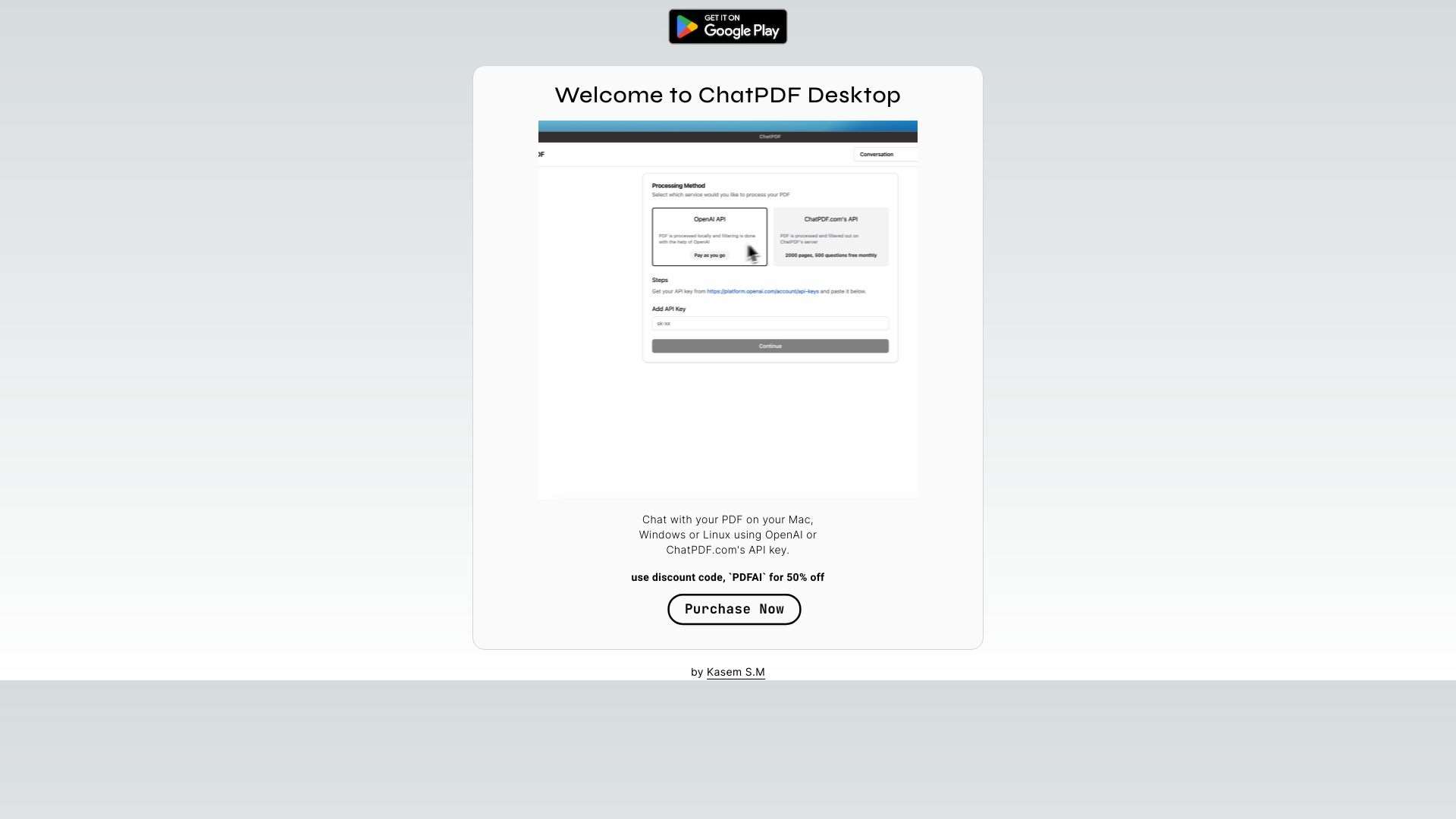 ChatPDF for Desktop - [API Key Choice]